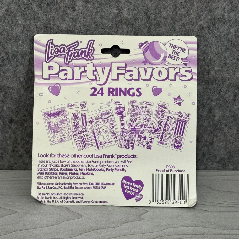 NEW Vintage Lisa Frank Party Favors Kids 24 Pack Multicolor Rings NIP Rainbow